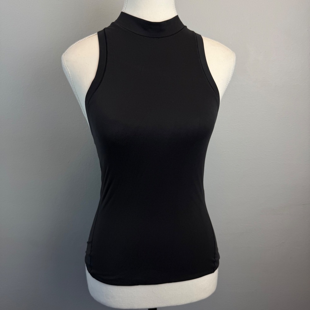 Lululemon Black Wundermost Ultrasoft Nulu Mock Neck Racerback Athletic Tank Sz 4
